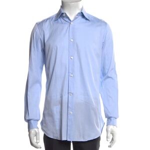 Men's Battistoni Blue Cotton Dress Shirt EU 38 (UK/US 15)
